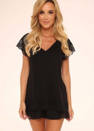 Къса дамска пижама в черен цвят DAGMARA 625