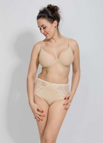 Бикини с висока талия и дантела в бежов цвят AGA