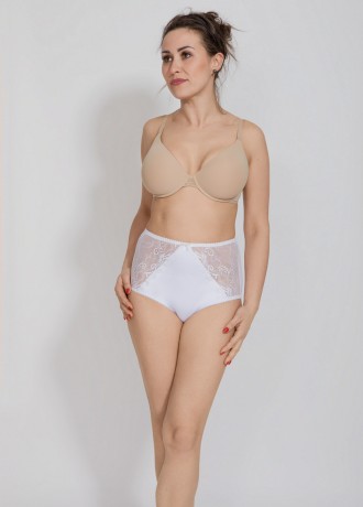Бикини с висока талия и дантела в бял цвят AGA