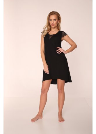 Нощница с къс ръкав в черен цвят Fanny 340