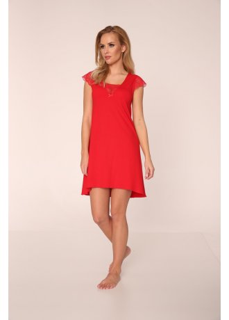 Нощница с къс ръкав в червен цвят Fanny 340