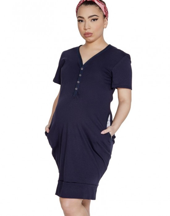 Нощница за бременни и кърмачки в тъмносин цвят MAMA DRESS, Mitex, Нощници - Modavel.com