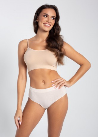 Безшевни бикини с висока талия, телесни