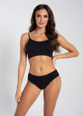 Безшевни бикини с висока талия, черни