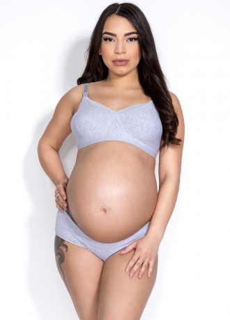 Сутиен за кърмачки в сив цвят MAMA BASIC MILKY