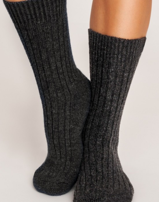 Вълнени дамски чорапи в цвят графит SW001
