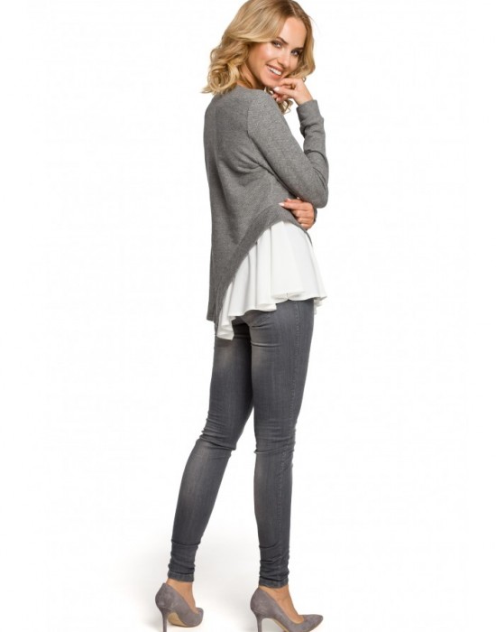 Дамска асиметрична блуза в сив цвят M333, MOE, Блузи / Топове - Modavel.com
