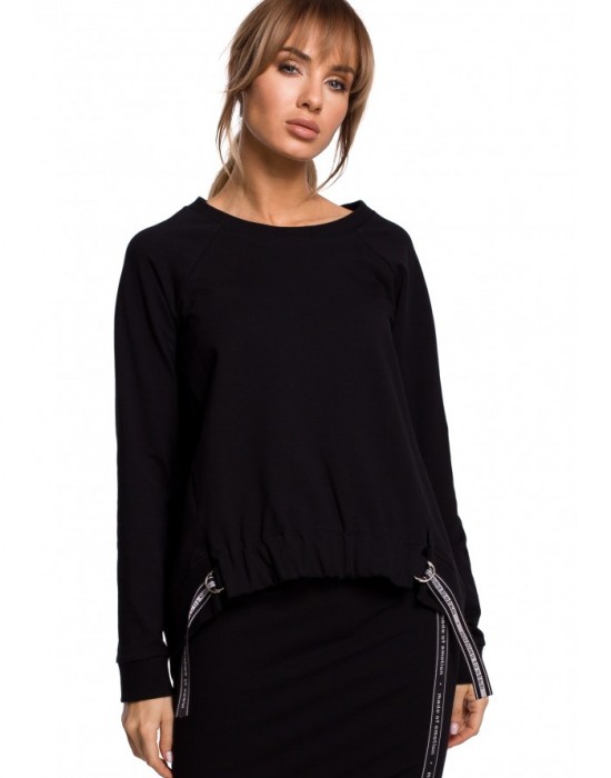 Дамска блуза с асиметрична кройка в черен цвят M492, MOE, Блузи / Топове - Modavel.com
