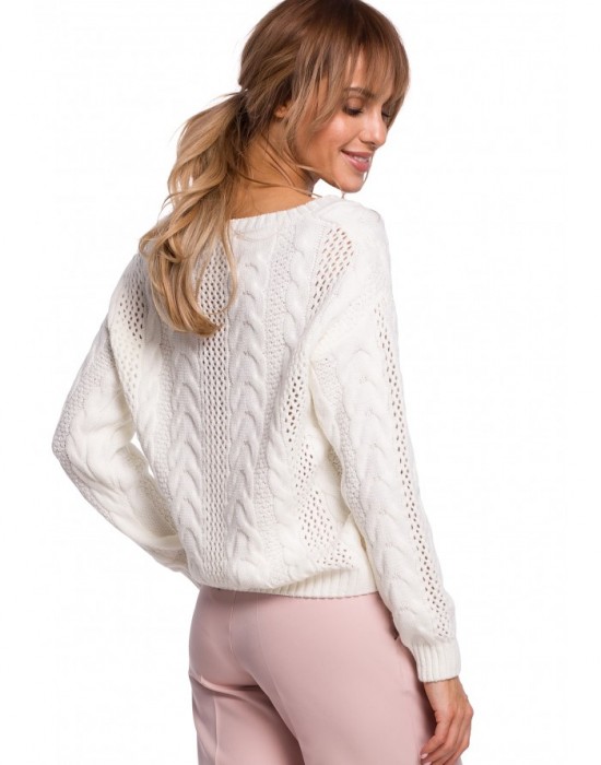 Дамски пуловер в цвят екрю M510, MOE, Пуловери - Modavel.com