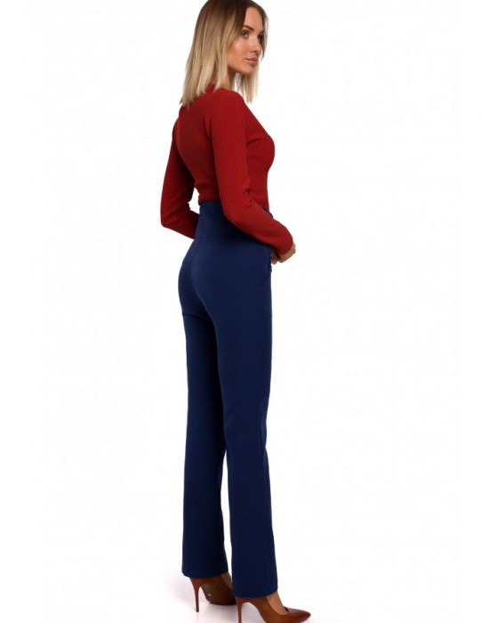 Дамски панталон с висока талия в тъмносин цвят M530, MOE, Панталони - Modavel.com