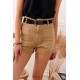 Дамски къс дънков панталон в бежов цвят 018, FASARDI, Панталони - Modavel.com
