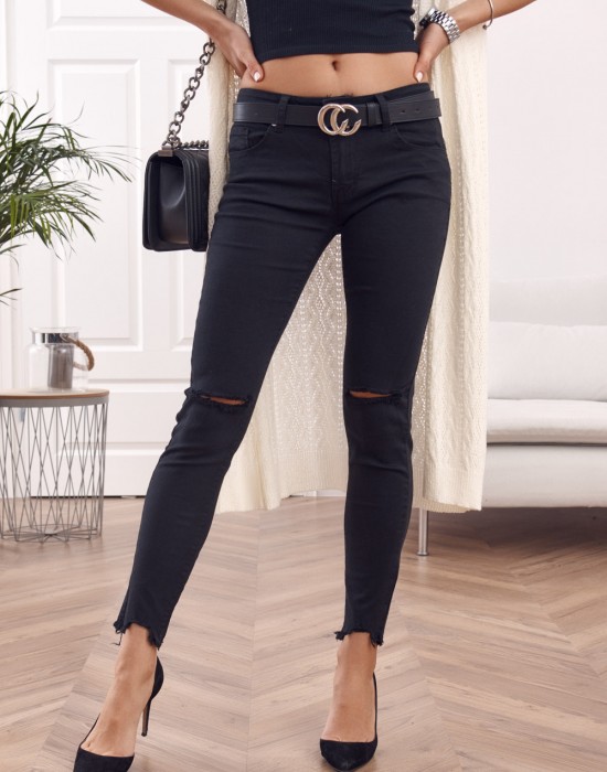 Дамски дънки в черен цвят 668, FASARDI, Панталони - Modavel.com