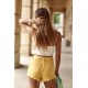 Дамски къс дънков панталон в жълт цвят 6300, FASARDI, Панталони - Modavel.com