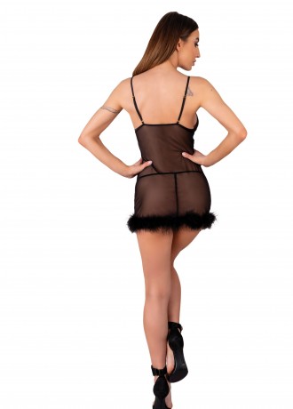 Черна секси нощница с прашки Zerunam Черна секси нощница с прашки Zerunam