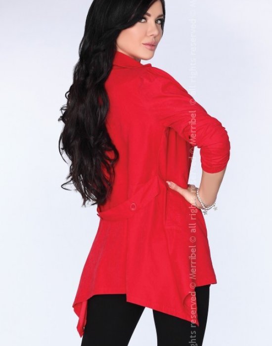 Асиметрично дамско сако в червено CG026, Merribel, Връхни - Modavel.com