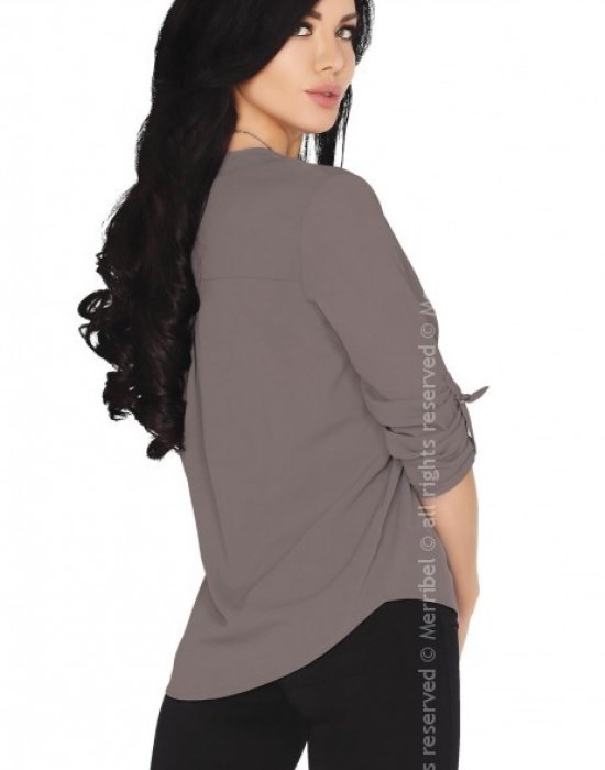 Дамска сива блуза с 7/8 ръкав Cayley, Merribel, Блузи / Топове - Modavel.com