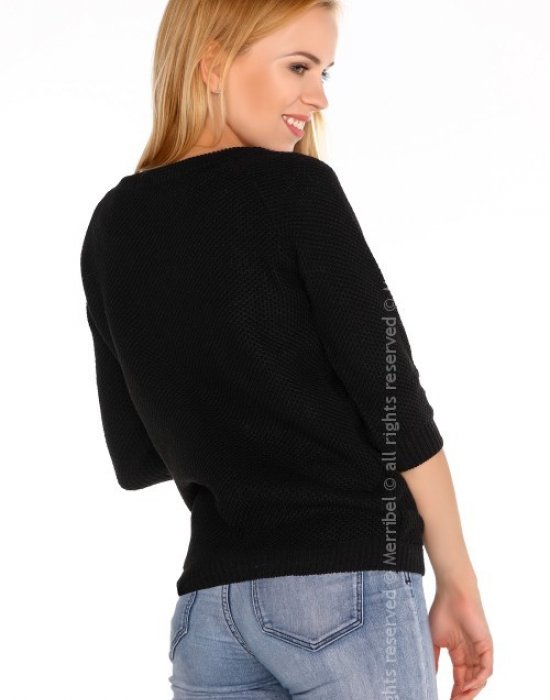 Дамски черен пуловер с 3/4 ръкав Elpidana, Merribel, Блузи / Топове - Modavel.com
