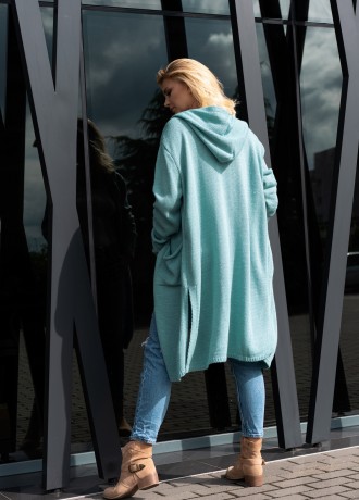 Дълга дамска жилетка в цвят мента Amaral