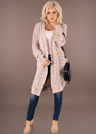 Дамска дълга жилетка в бежов цвят Maramela