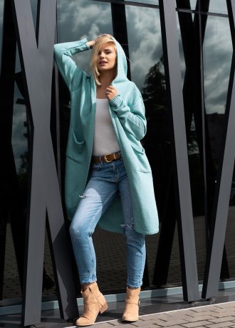 Дълга дамска жилетка в цвят мента Amaral