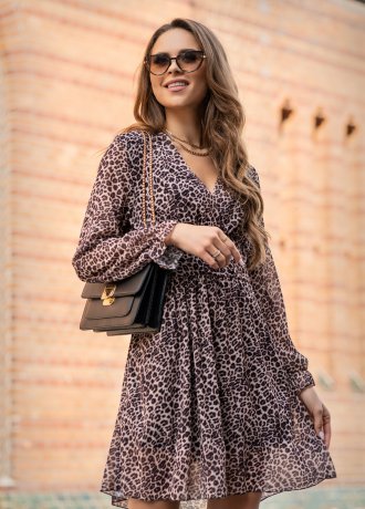 Ефирна дамска рокля в животински принт Arnila