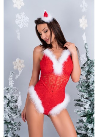 Секси коледно боди с пух Naughty Santa Секси коледно боди с пух Naughty Santa