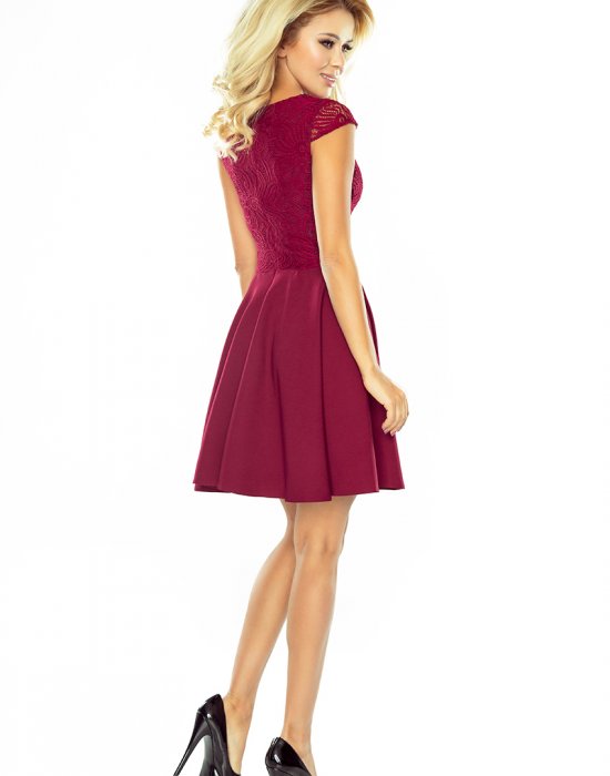 Елегантна мини рокля в цвят бордо 157-3, Numoco, Къси рокли - Modavel.com