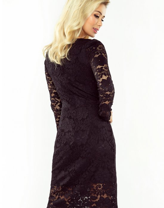 Официална дантелена миди рокля в черно 170-1, Numoco, Миди рокли - Modavel.com