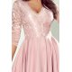 Елегантна асиметрична миди рокля в цвят пудра 210-11, Numoco, Миди рокли - Modavel.com