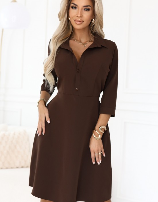 SANDY 286-9 Елегантна рокля в кафяв цвят SANDY 286-9 Елегантна рокля в кафяв цвят