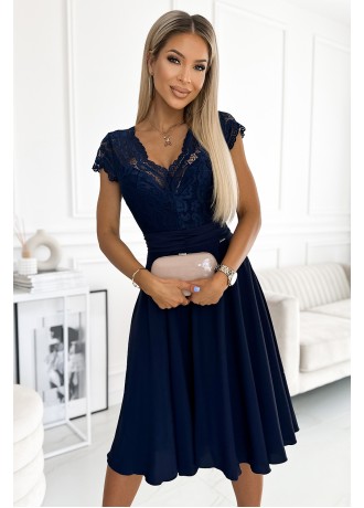 Елегантна рокля от шифон в  тъмносинцвят 381-4