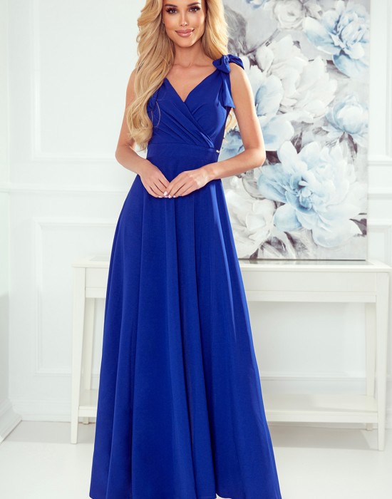 Елегантна дълга рокля в син цвят 405-2