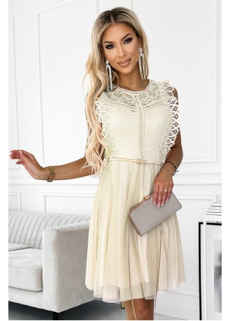 Елегантна рокля в бежов цвят 454-3