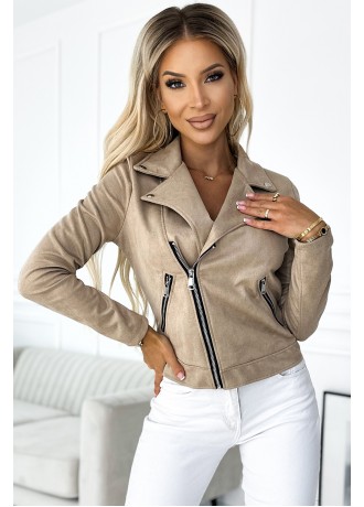 481-1 Късо велурено яке в бежов цвят