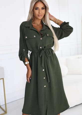 531-5 Рокля тип риза в цвят каки