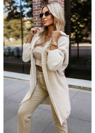 629-1 Стилна овърсайз жилетка в бежов цвят
