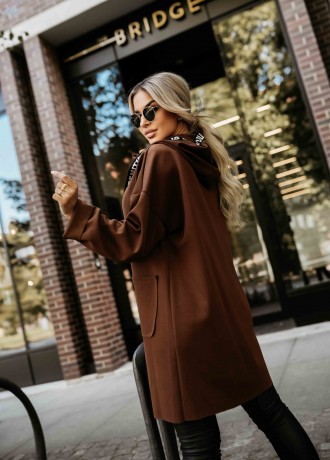 632-2 Стилно палто в кафяв цвят