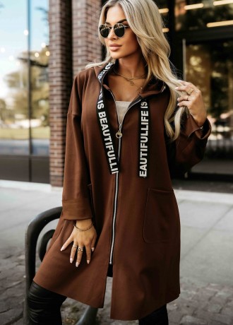 632-2 Стилно палто в кафяв цвят
