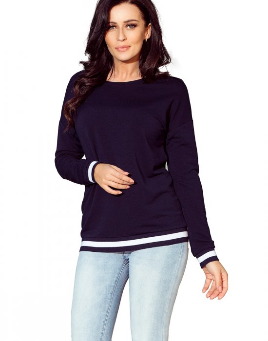 Дамска блуза с дълъг ръкав в тъмносиньо 222-1, Numoco, Блузи / Топове - Modavel.com