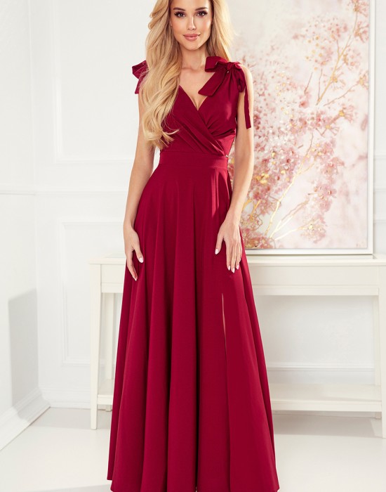 Елегантна дълга рокля в цвят бордо 405-1
