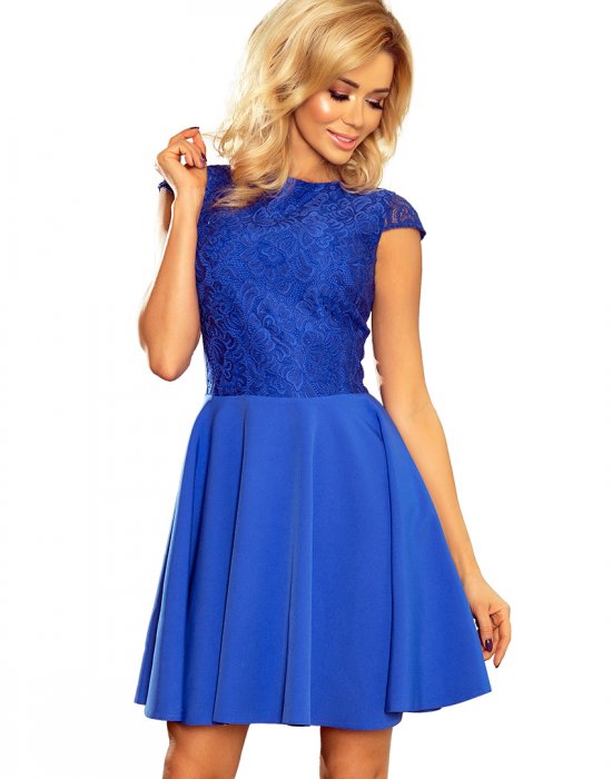Елегантна мини рокля в синьо 157-5, Numoco, Къси рокли - Modavel.com