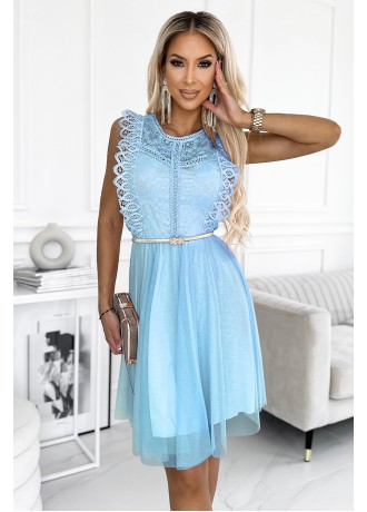 Елегантна рокля в син цвят 454-4