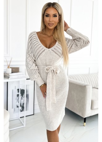 Плетена рокля в бежов цвят 507-1