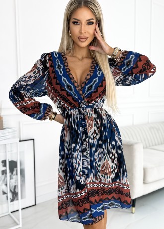 Рокля от шифон с мотиви 516-1