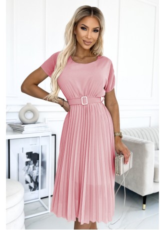 Рокля с плисета в розов цвят 465-3