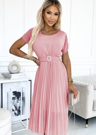 Рокля с плисета в розов цвят 465-3